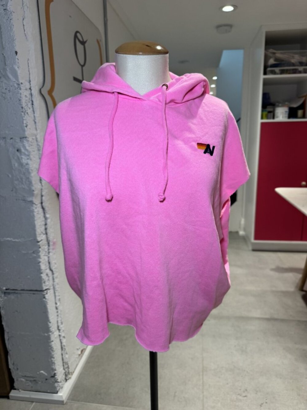Aviator Nation Pink Sleeveless Hoodie S - Picture 2 of 4
